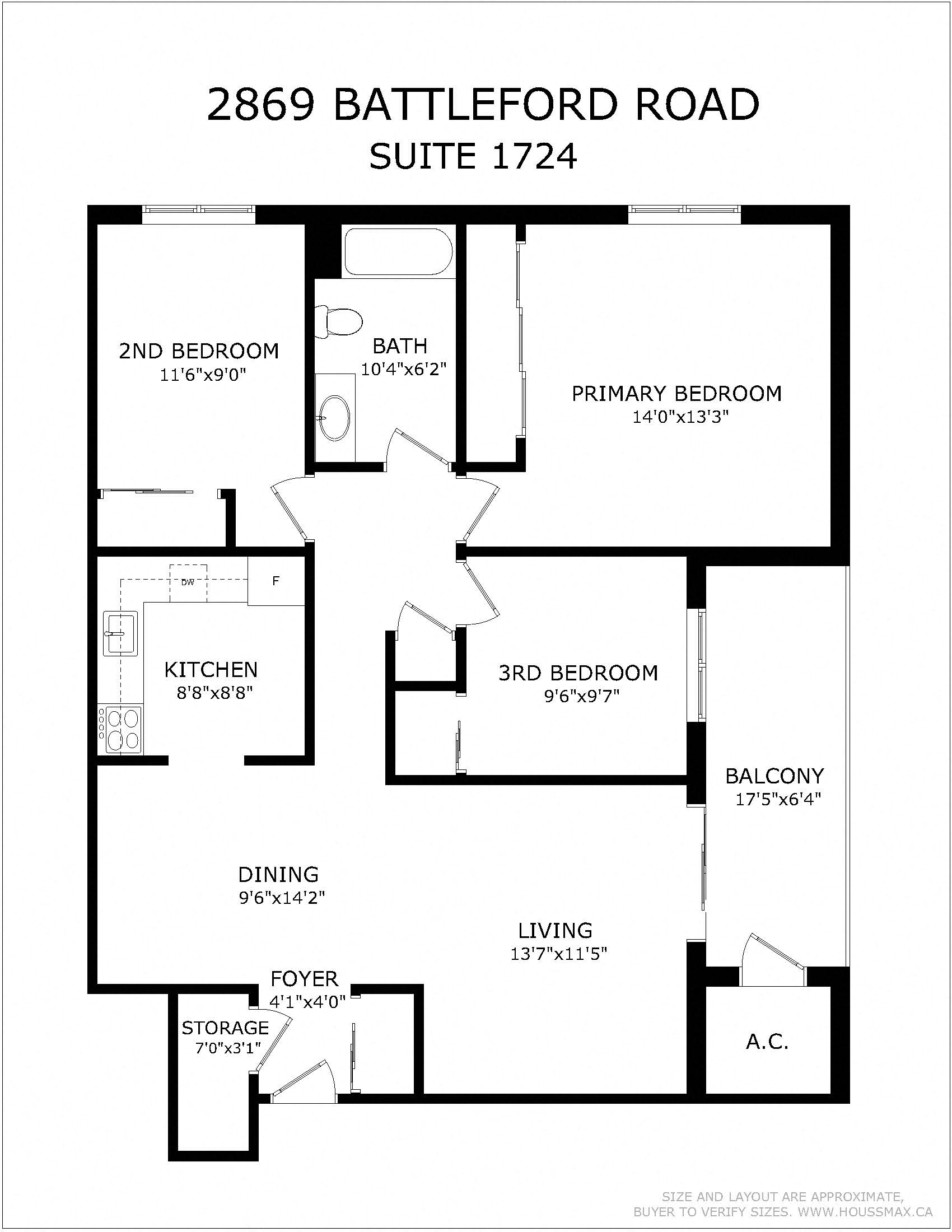 3 bed 1 bath floor plan
